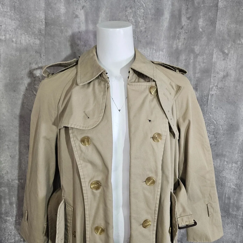 Vintage Chaps Ralph Lauren Trench Coat Tan Belted Khaki Jacket 40R‎ USA